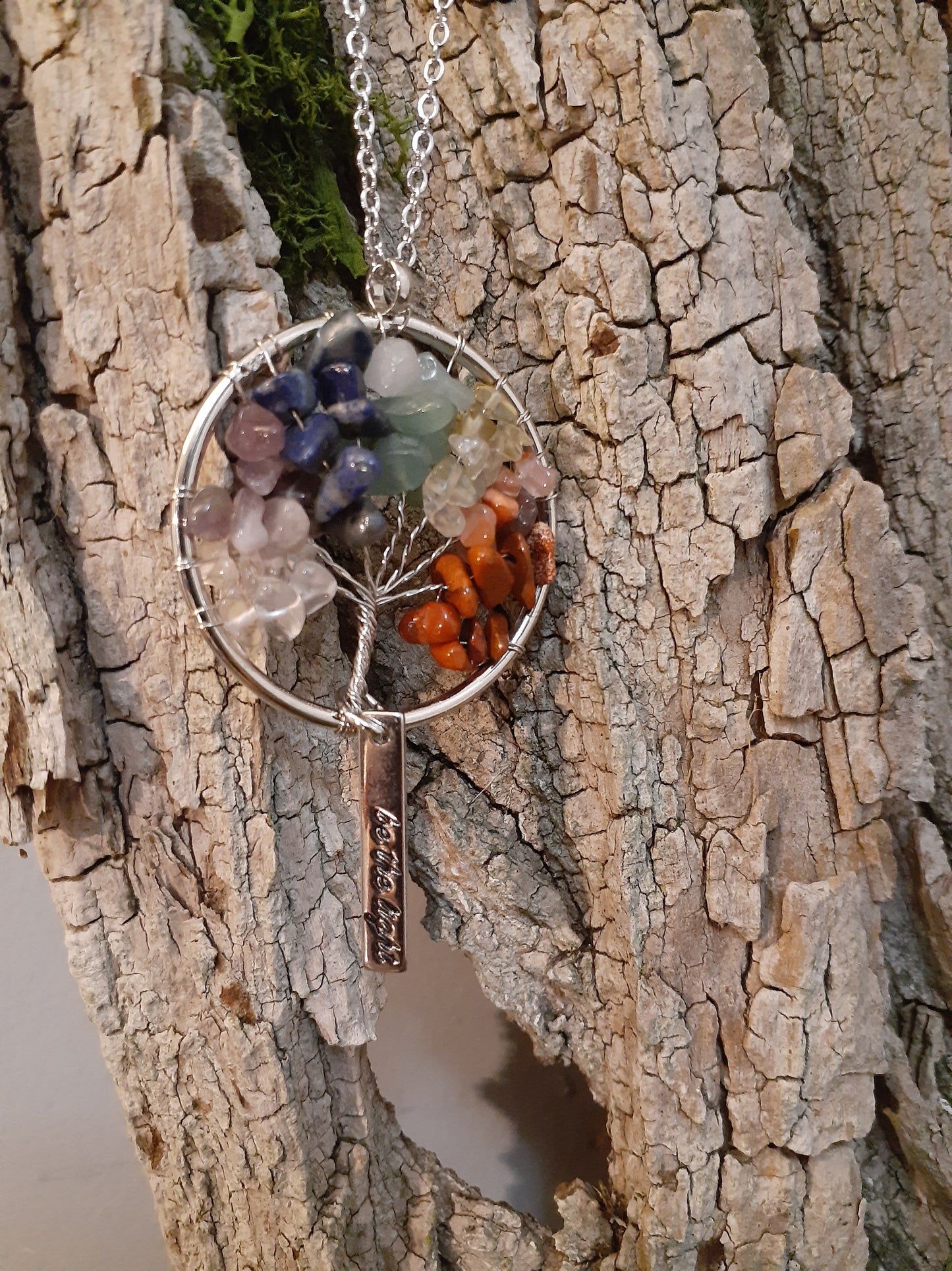 Tree of Life Pendant Necklace with "Be the Light" Charm 24"