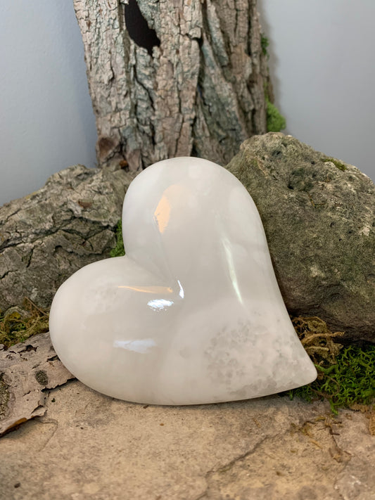 White Alabaster Heart 4.5"x5"